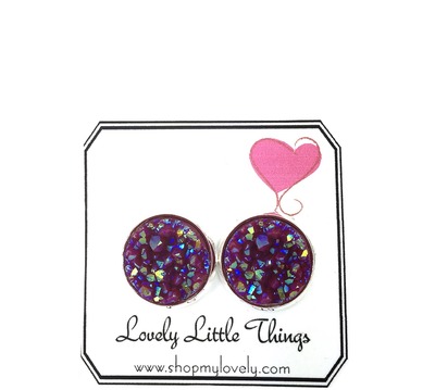 12mm Maroon Studs with Silver Setting 