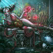 "Queen Ghome"  Limited Art Print Dark Queen Eyeball Skull