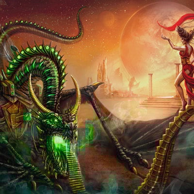 "vith bower chest"  limited fantasy  art print sci-fi  dragon alienotherworld surreal 