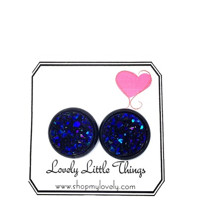 12mm midnight blue/purple studs with black setting 