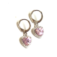 4 color of hearts - Silver Plated -Heart drop earrings - Heart Shape Earrings - dangel heart earrings - for both Adult and Children - Thumbnail 2