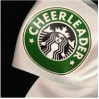 "I CHEER A LATTE" CHEER BOW; 2 in White Grosgrain Ribbon with Green center   - Thumbnail 1