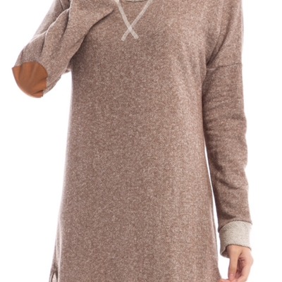 Mocha elbow patch dress