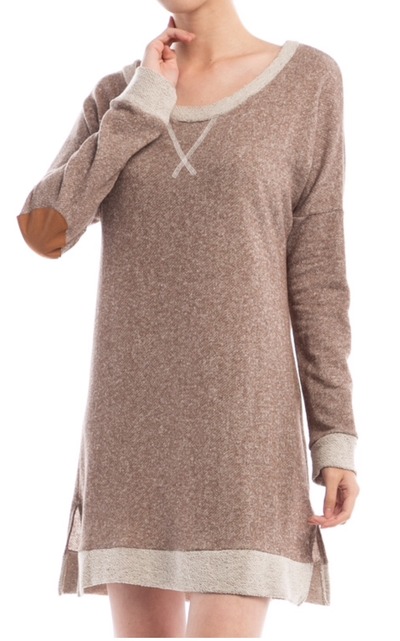Mocha Elbow Patch Dress