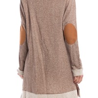 Mocha Elbow Patch Dress - Thumbnail 1