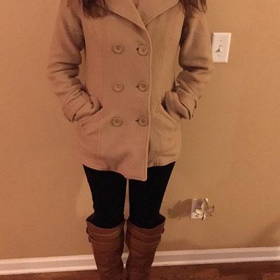 Taupe double pocket peacoat