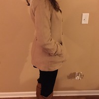 Taupe Double Pocket Peacoat - Thumbnail 1
