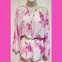 White & Pink Floral Romper - Thumbnail 1