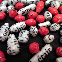 Pink & French Salvaged Paper Beads, 30 pcs - Thumbnail 3