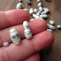 Chinese Words Salvaged Paper Beads, 30 pcs - Thumbnail 3