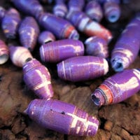 Purple Burst Salvaged Paper Beads, 30 pcs - Thumbnail 1