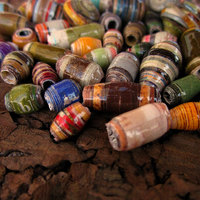 Magazine Page Salvaged Paper Beads 30 pcs, MADE to ORDER - Thumbnail 1
