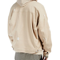 BRITISH STYLE BEIGE CAMEL KANYE WEST DENIM JACKET - Thumbnail 3