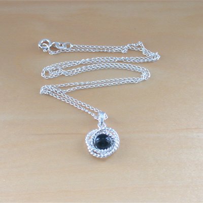 Black gemstone pendant & 18" sterling silver chain/black gem necklace/black gemstone jewellery/black gemstone jewelry/uk - Thumbnail 2