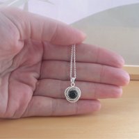 Black Gemstone Pendant & 18" Sterling Silver Chain/Black Gem Necklace/Black Gemstone Jewellery/Black Gemstone Jewelry/UK - Thumbnail 1