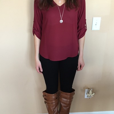 V-neck chiffon top - Thumbnail 4