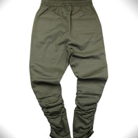 ELASTIC STREET ZIPPER WINDS SWEAT BLACK GREEN JOGGER SLIM PANTS - Thumbnail 2