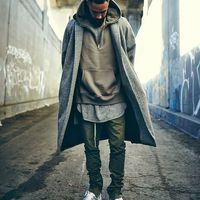 ELASTIC STREET ZIPPER WINDS SWEAT BLACK GREEN JOGGER SLIM PANTS - Thumbnail 1