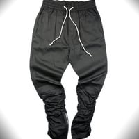 ELASTIC STREET ZIPPER WINDS SWEAT BLACK GREEN JOGGER SLIM PANTS - Thumbnail 4