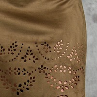 Laser Cut Suede Skirt - Thumbnail 3
