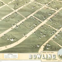 Bowling Green, Kentucky in 1871 - Bird's Eye View Map, Aerial Map, Panorama, Vintage map, Antique map, Reproduction, Fine Art, Wall Art - Thumbnail 1