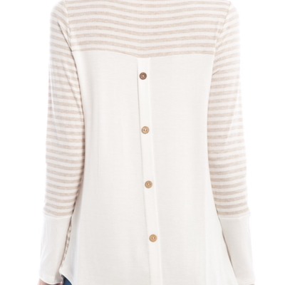 Oatmeal & ivory striped top - Thumbnail 3