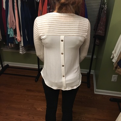 Oatmeal & ivory striped top