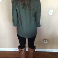 Olive Crossover High-low Top - Thumbnail 2
