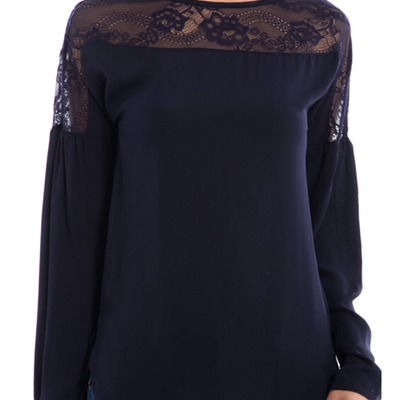 Solid lace chiffon top - Thumbnail 4