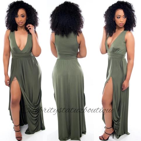 Gina Goddess Dress-Olive
