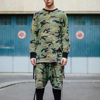 CAMOUFLAGE DESIGN YZY SAGGING GREEN SHORT PANTS - Thumbnail 4