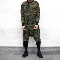 CAMOUFLAGE DESIGN YZY SAGGING GREEN SHORT PANTS - Thumbnail 1