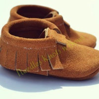 Baby Moccasins, Brown Suede Moccasins, Baby Boys, Baby Girls, Baby Shoes, Toddlers - Thumbnail 4