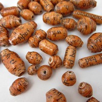 Rust Aged Vintage Book Salvaged Paper Beads, 30 pcs - Thumbnail 2
