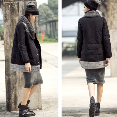 Japanese design sweater stitched cotton winter coat 51461071 - Thumbnail 3