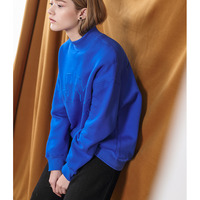 JAPANESE BRAND ROYAL BLUE LETTERS EMBROIDERED WOOLEN SWEATSHIRT - Thumbnail 3