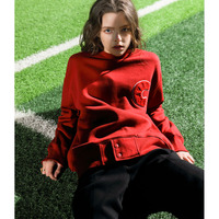 JAPANESE FASHION RED C LETTERS EMBROIDERED COTTON SWEATSHIRT - Thumbnail 1