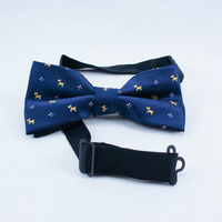 Dog Pattern Bow Tie Navy & Yellow - Thumbnail 1