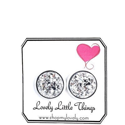 12mm silver studs with white setting