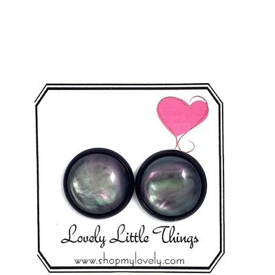 12mm black/grey stone studs with black setting 