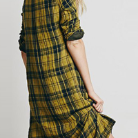 STREET STYLE GREEN RED PLAID CASUAL DRESS SHIRT - Thumbnail 1