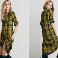 STREET STYLE GREEN RED PLAID CASUAL DRESS SHIRT - Thumbnail 4