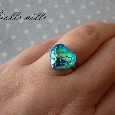 Dragon/mermaid heart ring