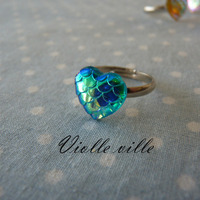 Dragon/mermaid heart ring - Thumbnail 1