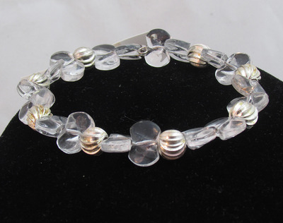 Silver and glass memory wire bracelet