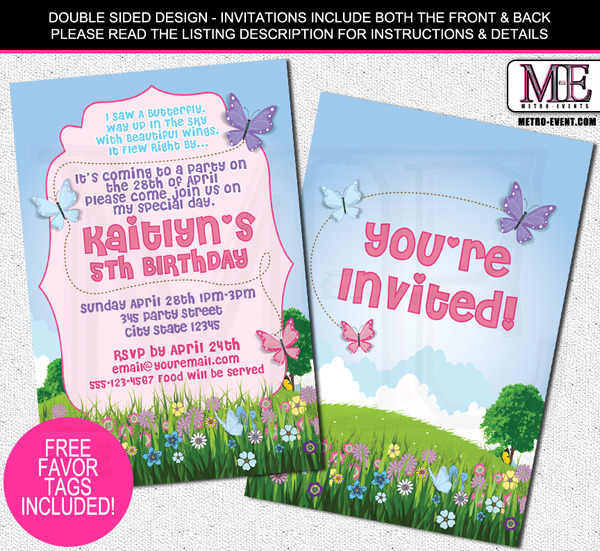 Butterfly Birthday - Invitations 