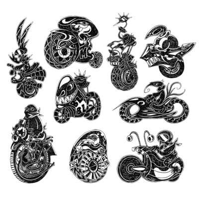 Motor birds (sticker set)