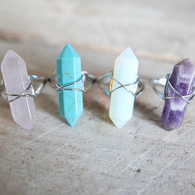 Pointed crystal ring