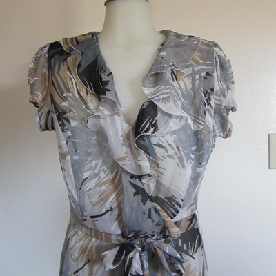 Grey ruffle collar dress 