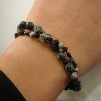 Adjustable Black and Silver Bracelet - Thumbnail 1